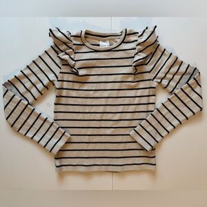 Zara Ruffled Ribbed L/S T-Shirt Size 11/12 in EUC
